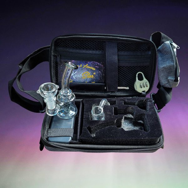 Deluxe Glass Kit - Include a bong, a flower bowl and a dab banger into a smell proof and lockable pouch - Image 3