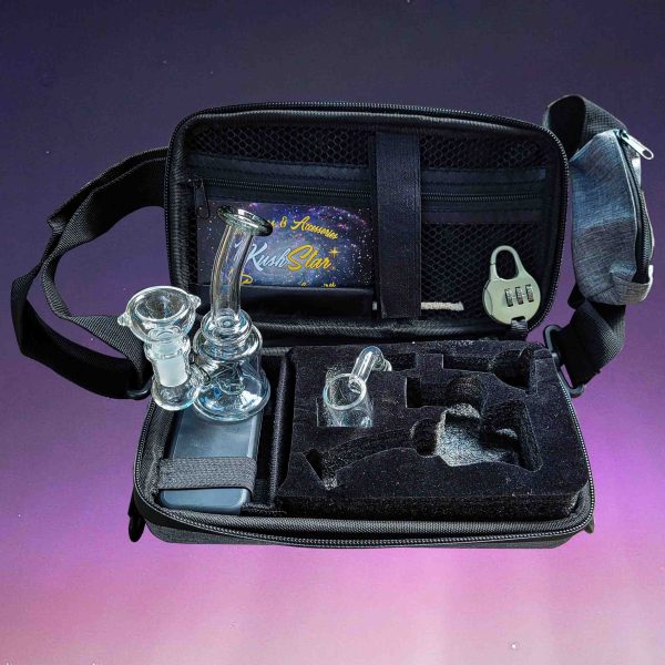 Deluxe Glass Kit - Include: mini-bong, flower bowl and a dab banger into a smell proof and lockable pouch - Image 3