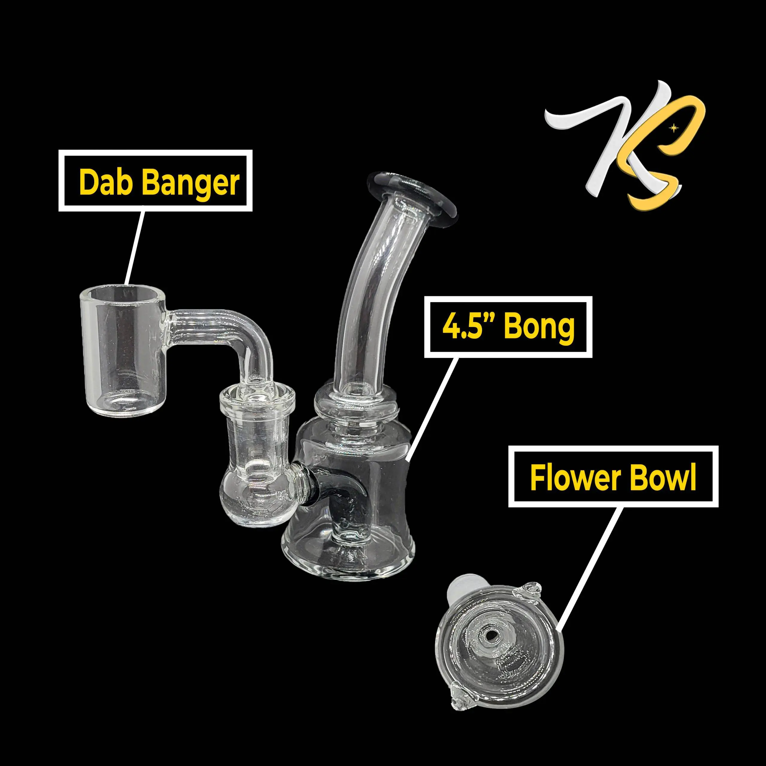 Deluxe Glass Kit - Include: mini-bong, flower bowl and a dab banger into a smell proof and lockable pouch - Image 5