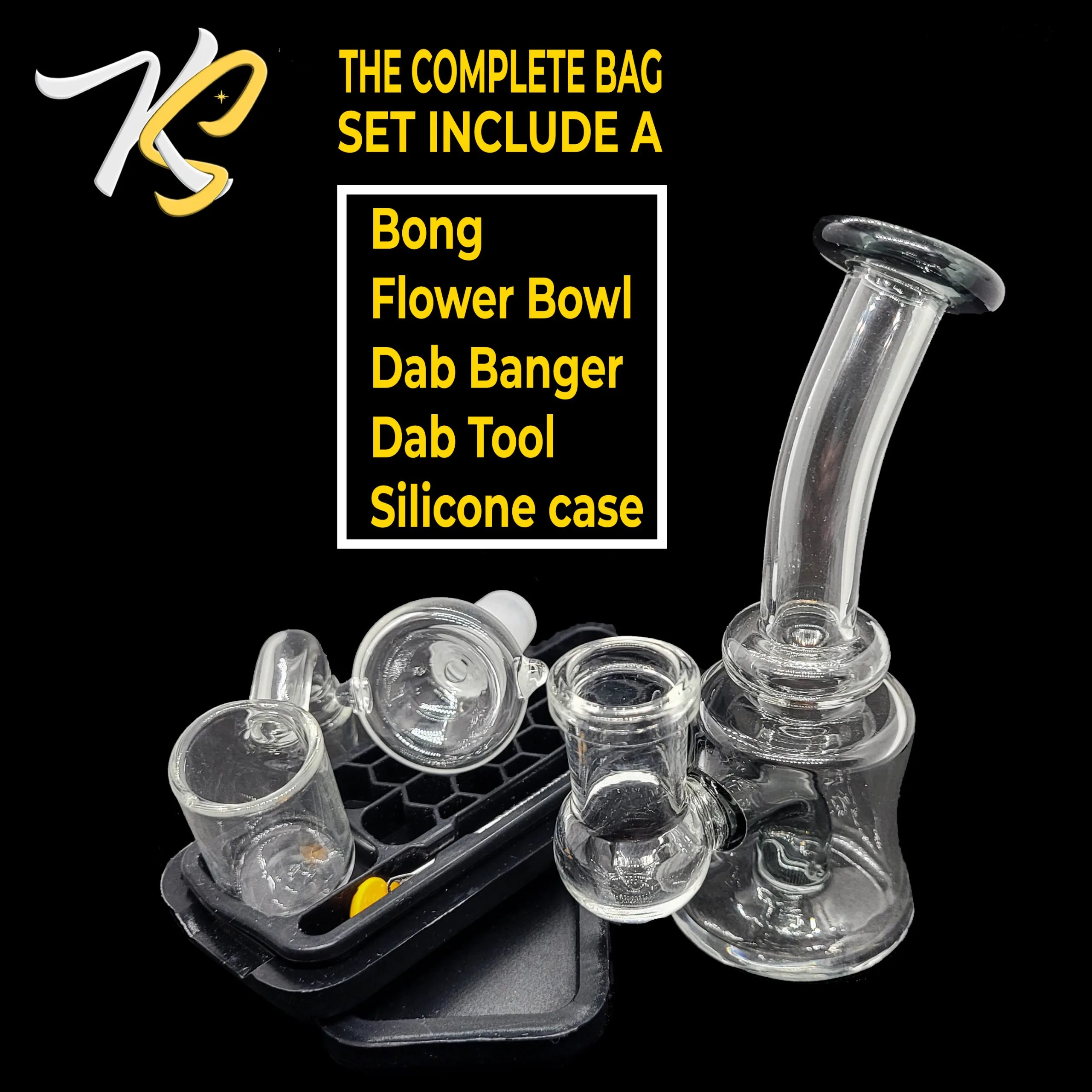 Deluxe Glass Kit - Include: mini-bong, flower bowl and a dab banger into a smell proof and lockable pouch - Image 10