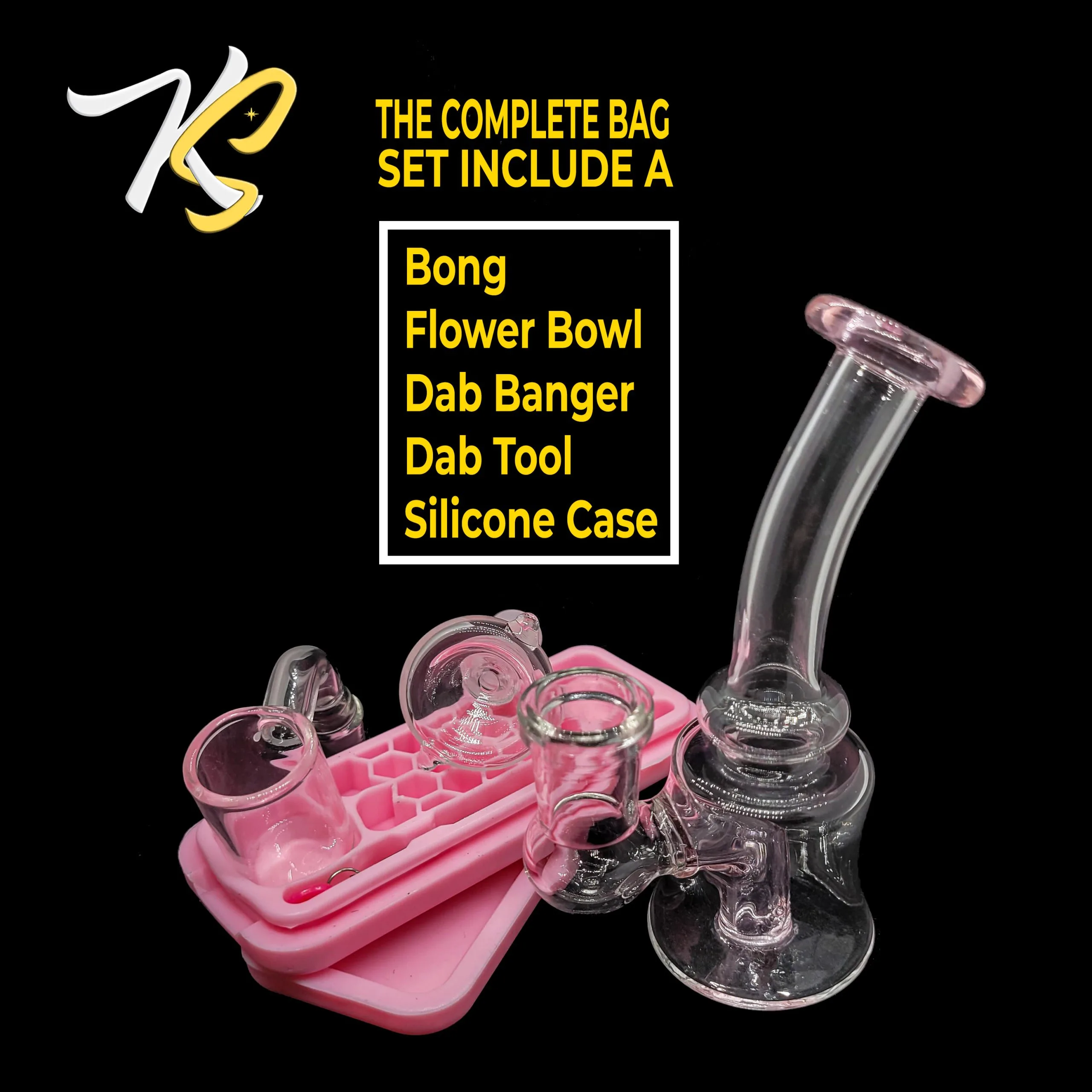Deluxe Glass Kit - Include: mini-bong, flower bowl and a dab banger into a smell proof and lockable pouch - Image 8