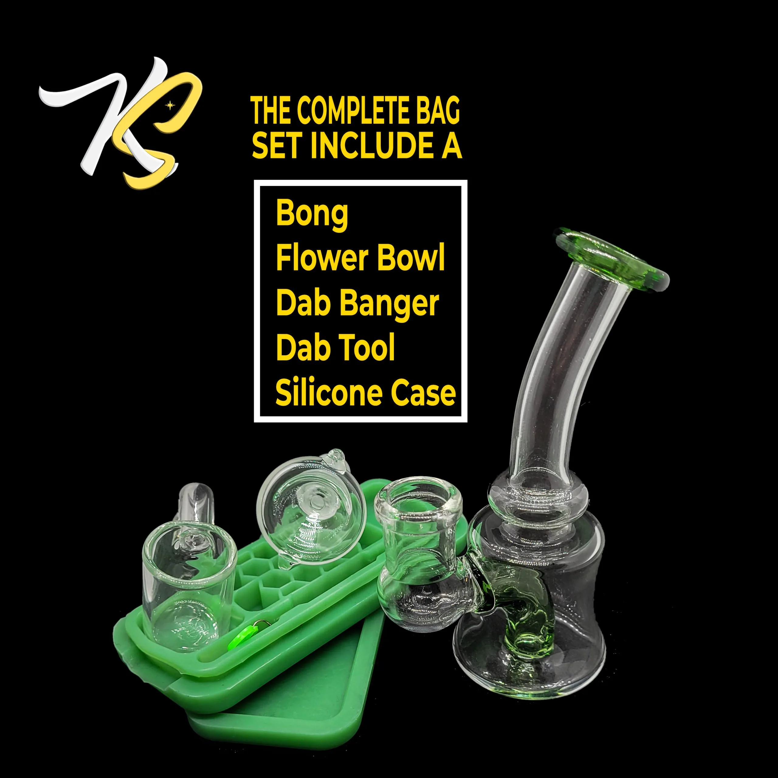 Deluxe Glass Kit - Include: mini-bong, flower bowl and a dab banger into a smell proof and lockable pouch - Image 9