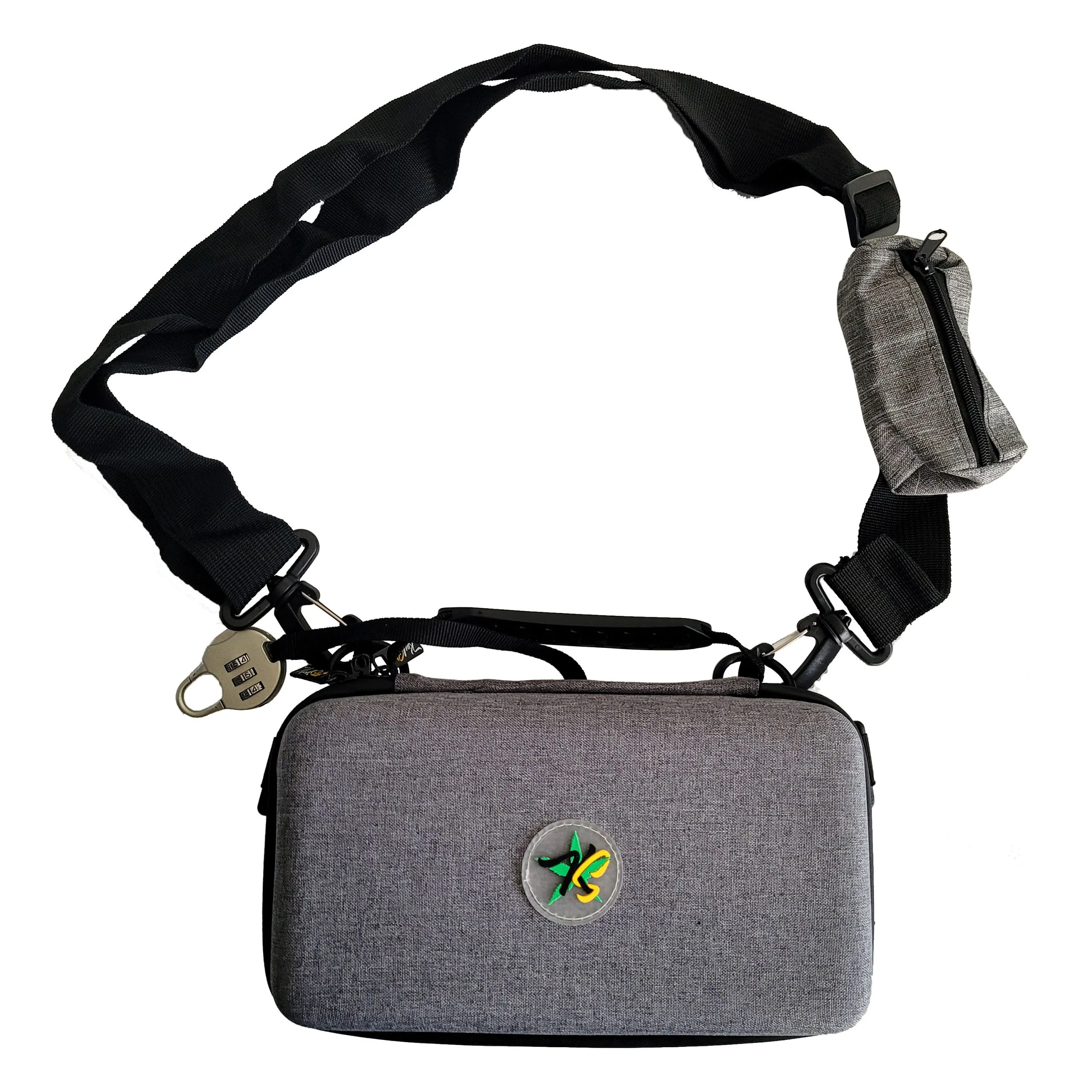 Travel Pouch – Lockable and smell proof hard shell carry-on bag - Hard case with with an adjustable shoulder lace with a small pocket on it - Image 13