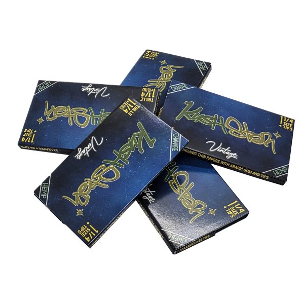 1 1/4 Size Rolling Paper & Filter Tips - Thin Organic Hemp Paper - 5 pack