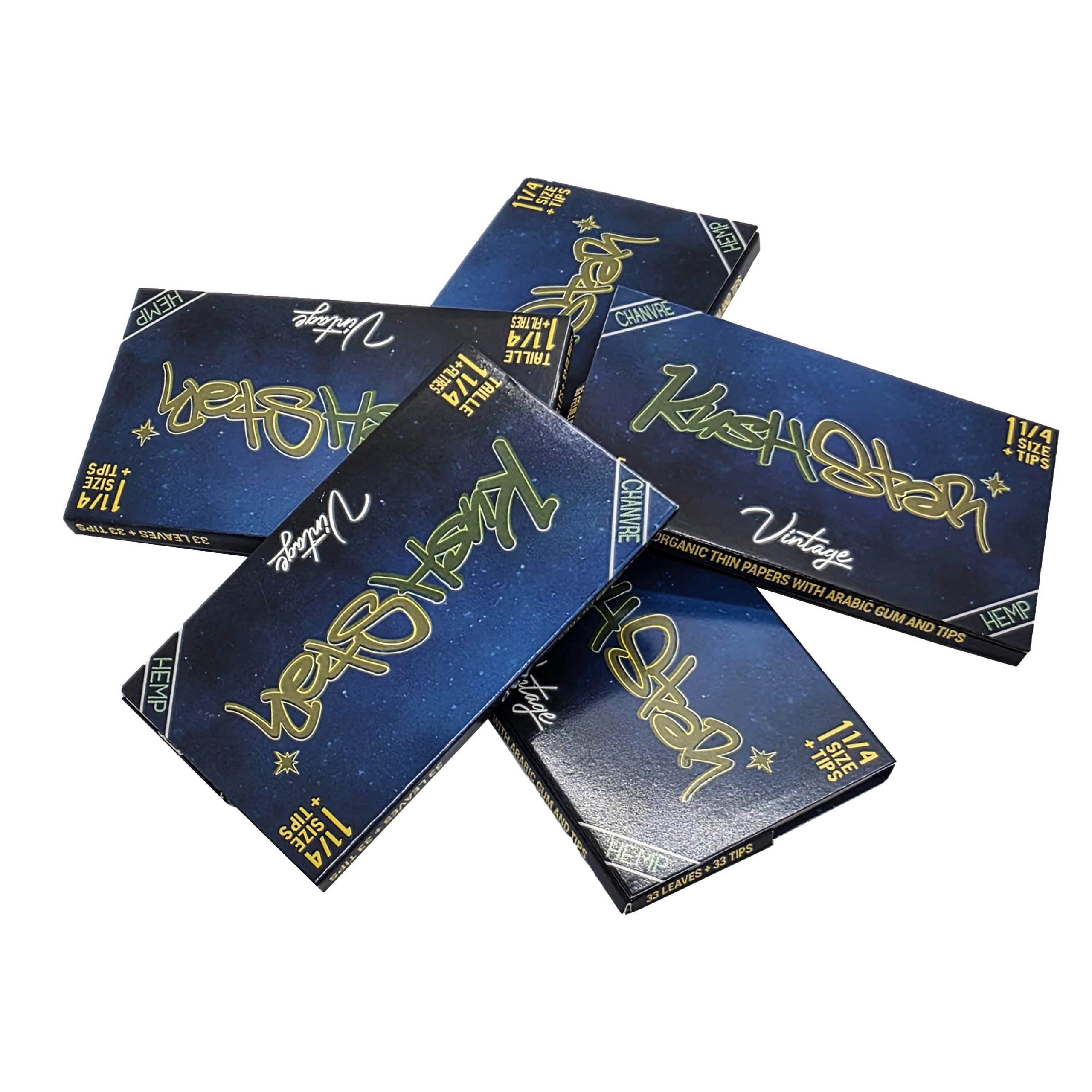 1 1/4 Size Rolling Paper & Filter Tips - Thin Organic Hemp Paper - 5 pack