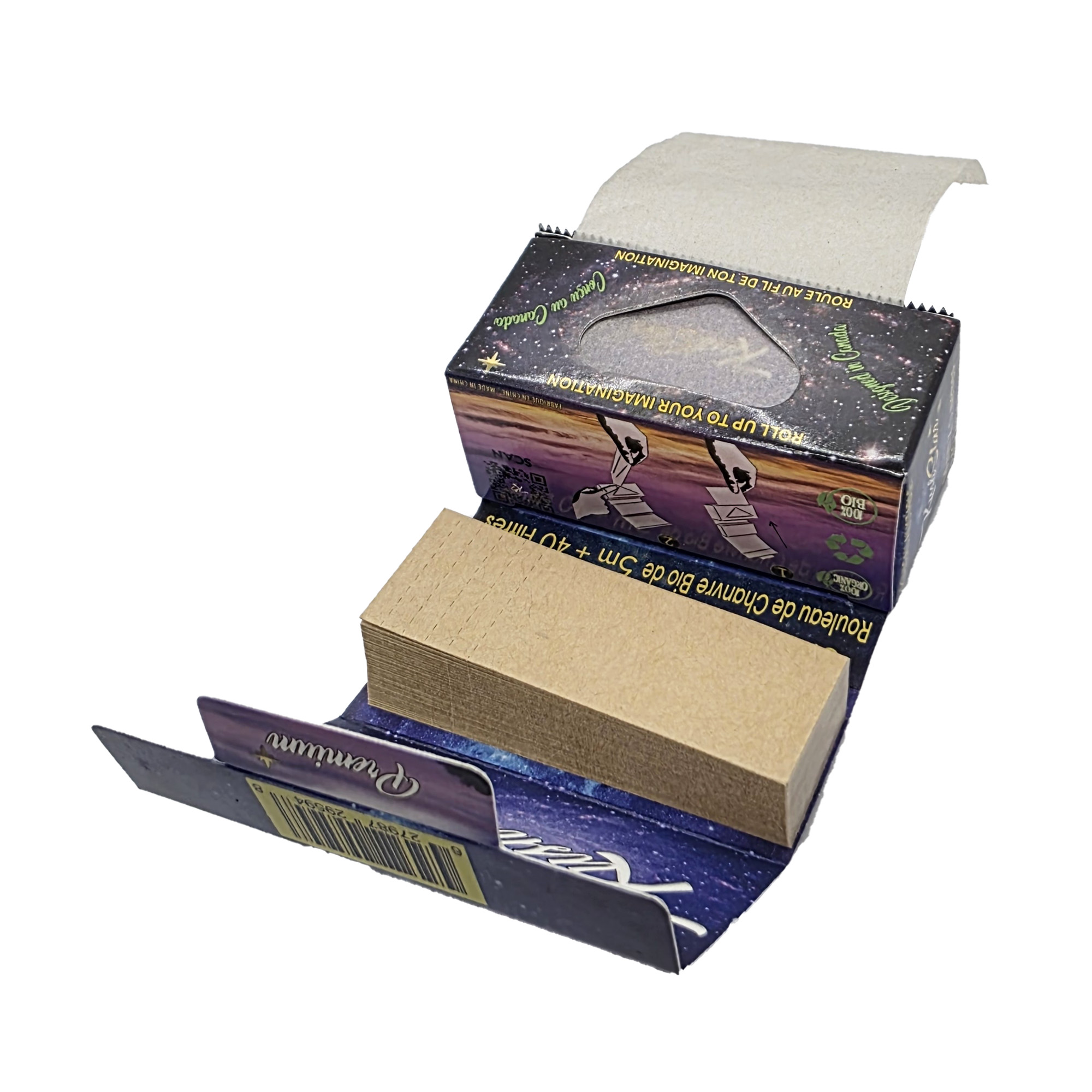 Hemp Rolls - 5 Meter Long Organic Hemp Paper & 40 Perforated Tips - 24 Booklets Box