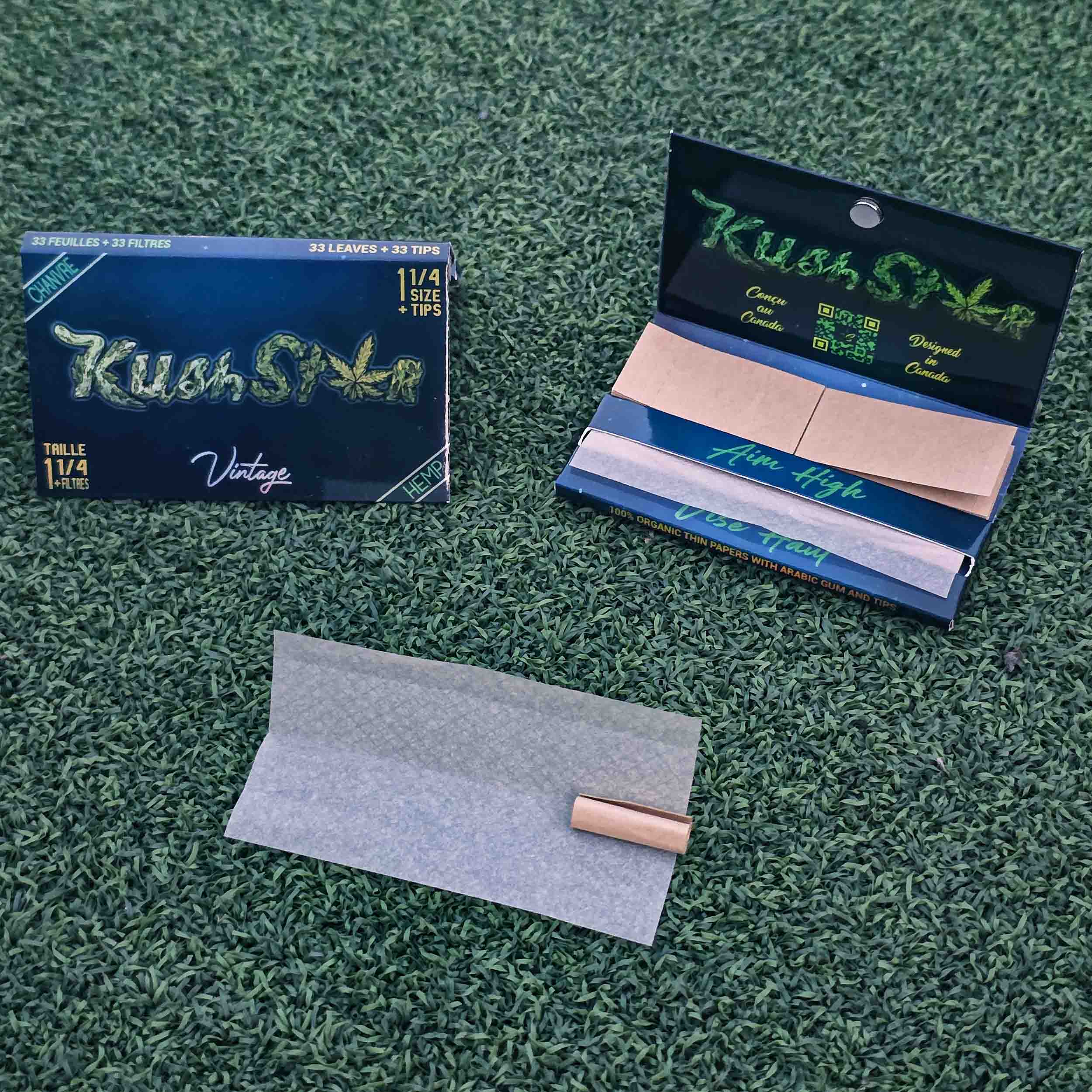 1-1/4'' Size + Tips Rolling Paper - Thin Organic Hemp Paper - 1 Booklet