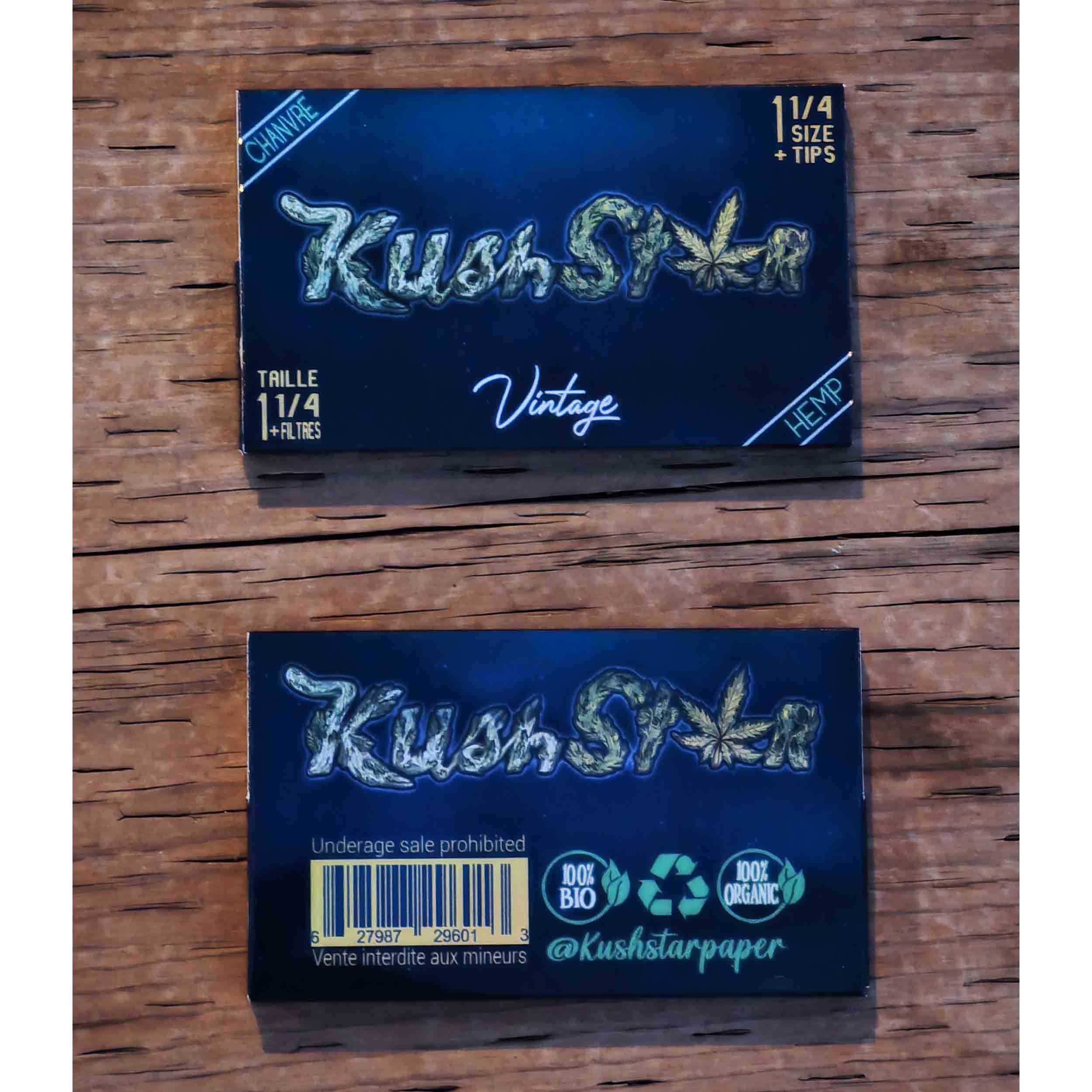 1 1/4 Size Rolling Paper & Natural Perforated Tips - Thin Organic Hemp Paper - 24 Booklets Box