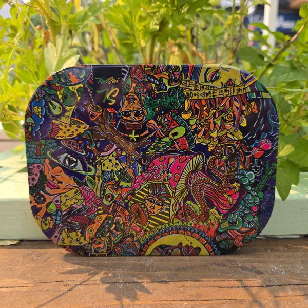 Medium Size Tray - Rolling try with inside MIRROR on the Magnetic Lid - 18 x 14 cm - Image 4